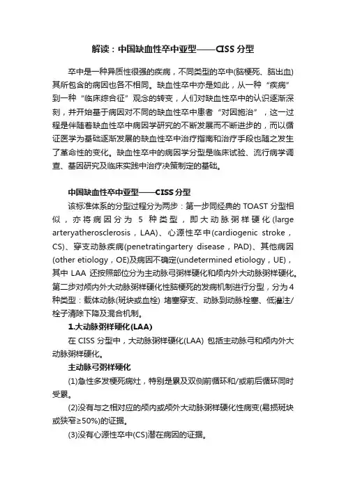 解读：中国缺血性卒中亚型——CISS分型
