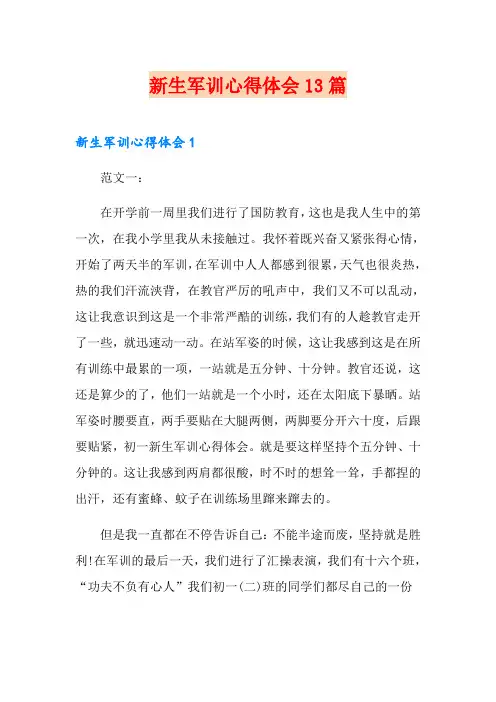 新生军训心得体会13篇
