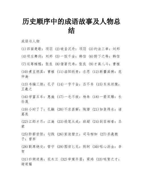 历史顺序中的成语故事及人物总结 
