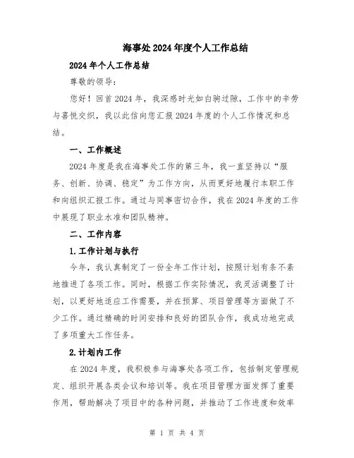 海事处2024年度个人工作总结