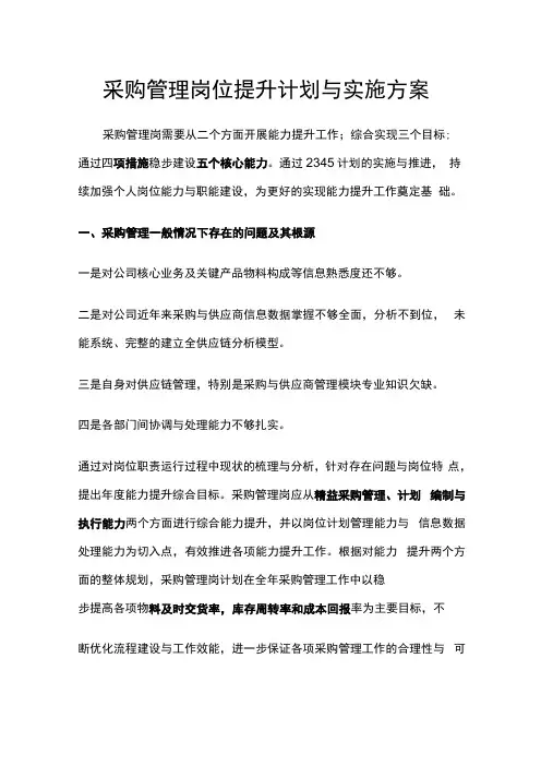 采购管理岗位提升计划与实施方案