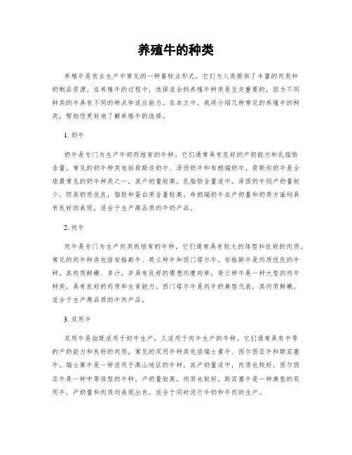 养殖牛的种类