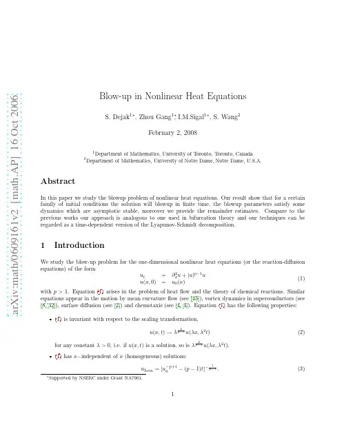 Blow-up in Nonlinear Heat Equations