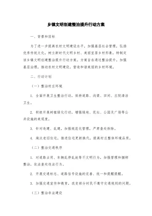 乡镇文明创建整治提升行动方案