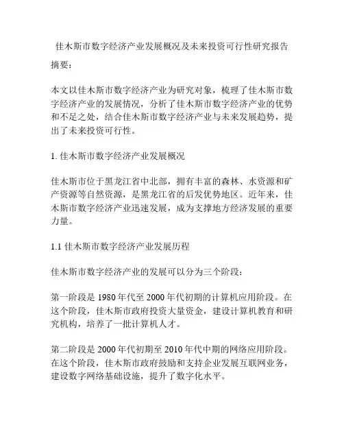 佳木斯市数字经济产业发展概况及未来投资可行性研究报告