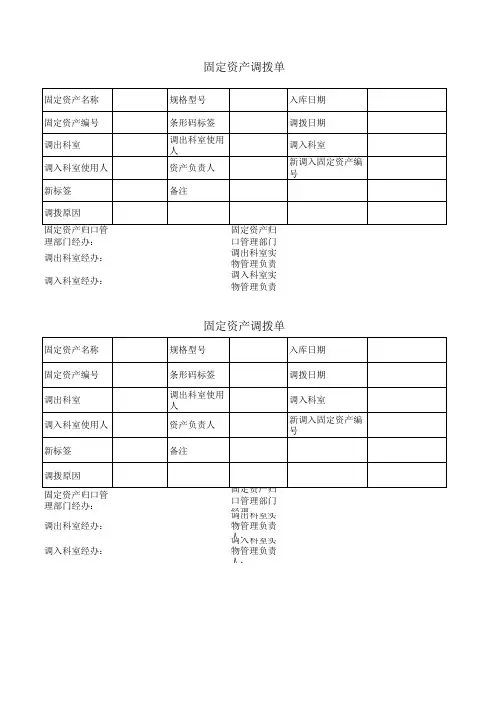 最新部门固定资产调拨单表