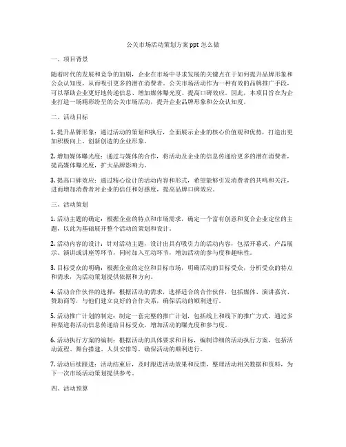 公关市场活动策划方案ppt怎么做