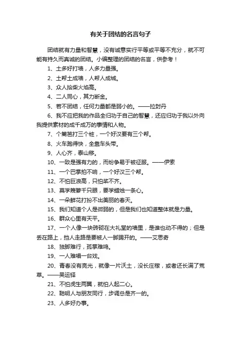 有关于团结的名言句子