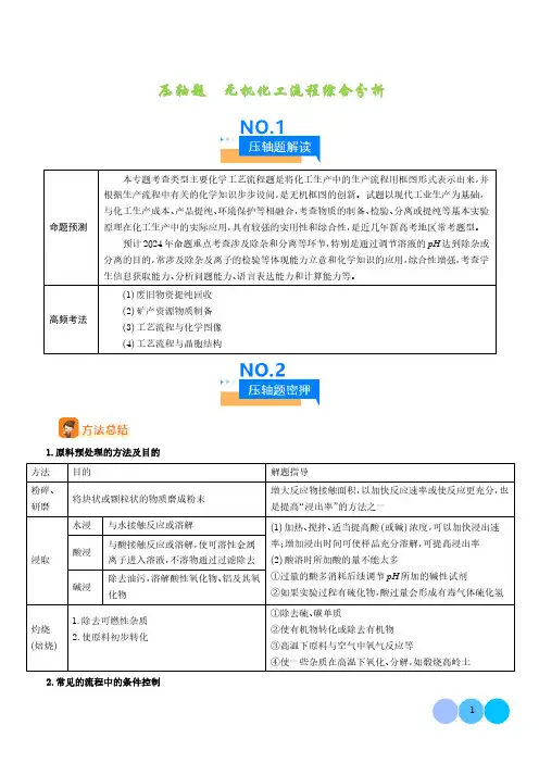 无机化工流程综合分析--2024年高考化学压轴题专项训练(解析版)