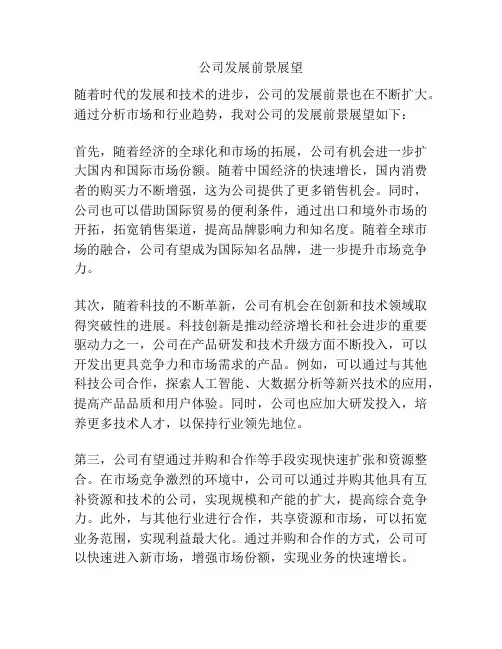 公司发展前景展望