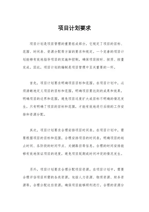 项目计划要求