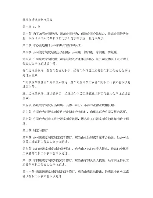管理办法规章制度层级
