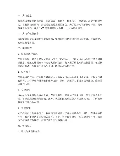 核电实习报告总结