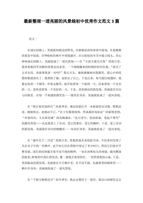 最新整理一道亮丽的风景线初中优秀作文范文3篇