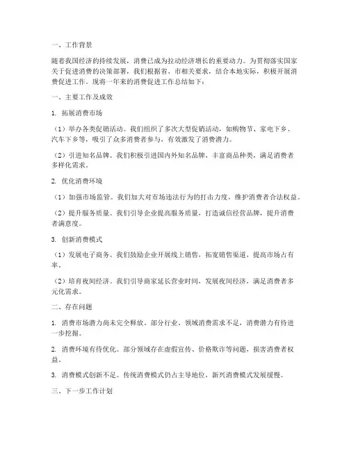 消费促进工作总结报告