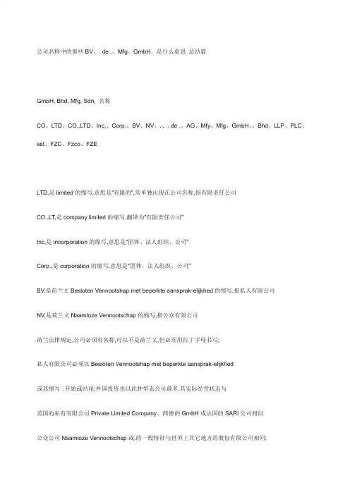 国际上公司名称的缩写外贸必知