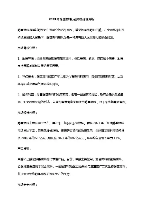2023年醇基燃料行业市场环境分析