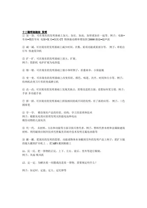十二聪明创造法 发明