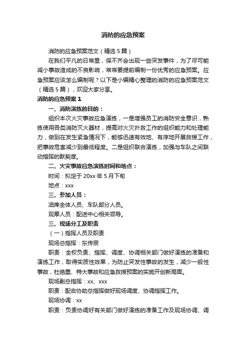 消防的应急预案范文（精选5篇）