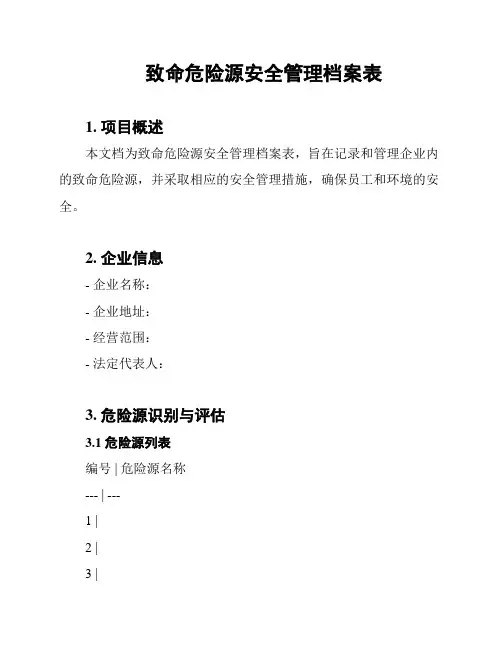 致命危险源安全管理档案表