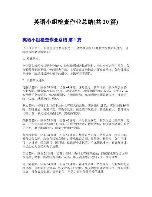 英语小组检查作业总结(共20篇)