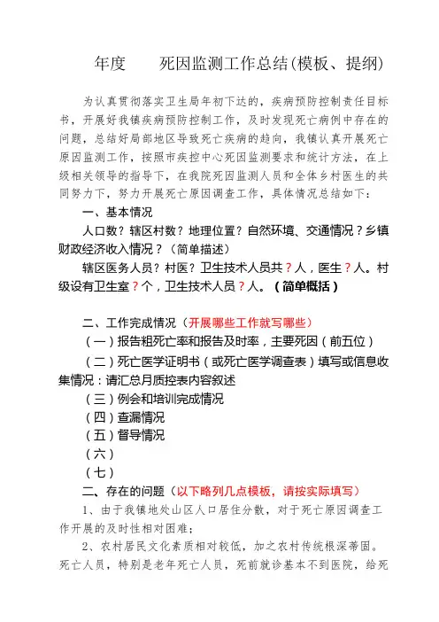 乡镇死因工作总结