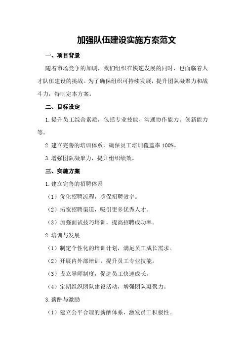 加强队伍建设实施方案范文