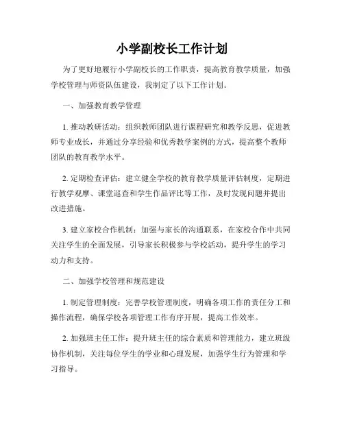 小学副校长工作计划