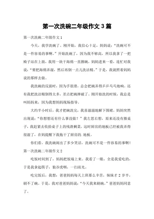 第一次洗碗二年级作文3篇
