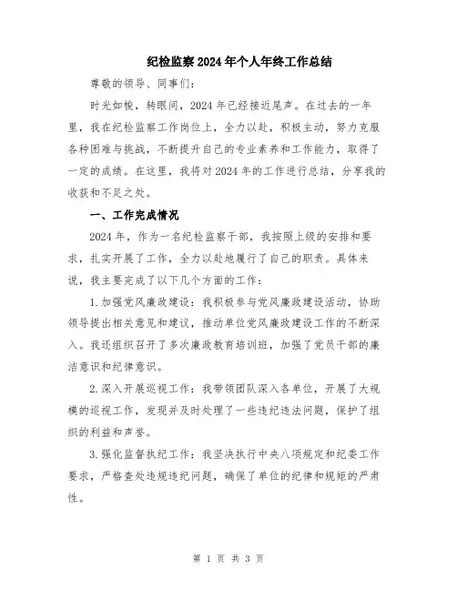 纪检监察2024年个人年终工作总结