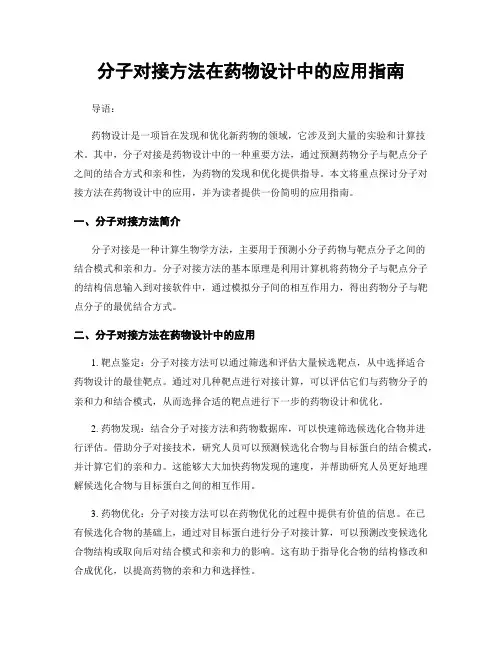 分子对接方法在药物设计中的应用指南