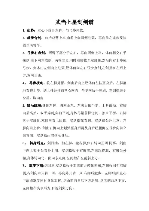 武当七星剑剑谱(详细)