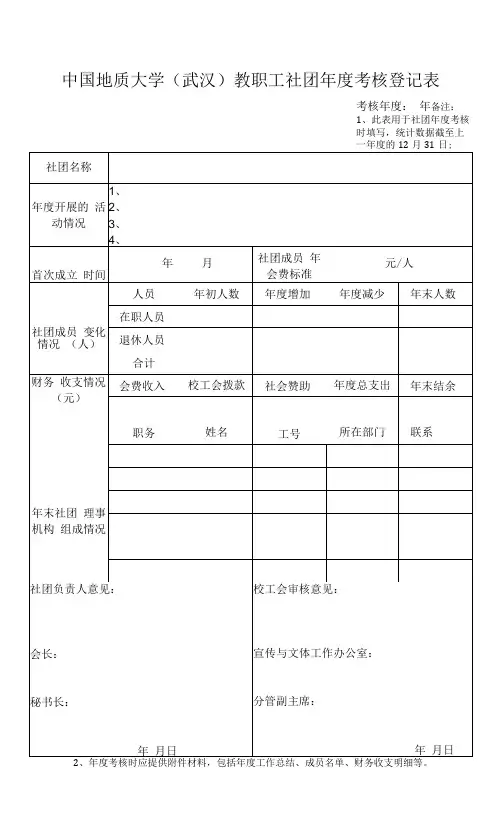 教职工社团年度考核登记表 (1)