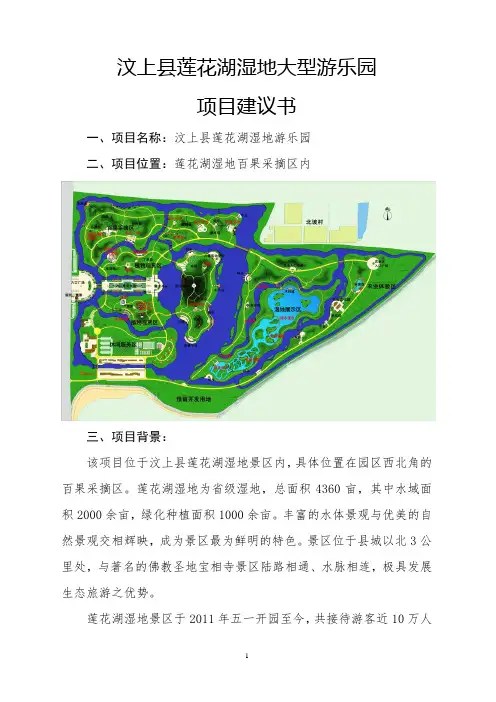 汶上县莲花湖湿地大型游乐园项目建议书
