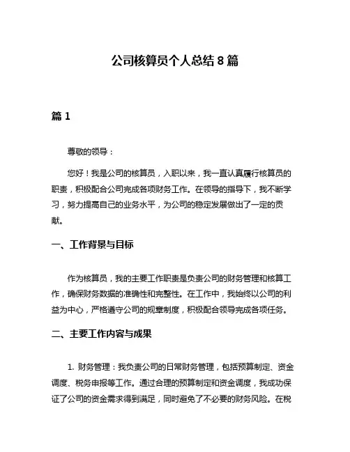 公司核算员个人总结8篇