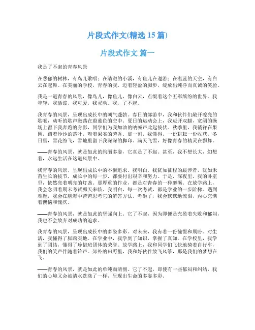 片段式作文(精选15篇)
