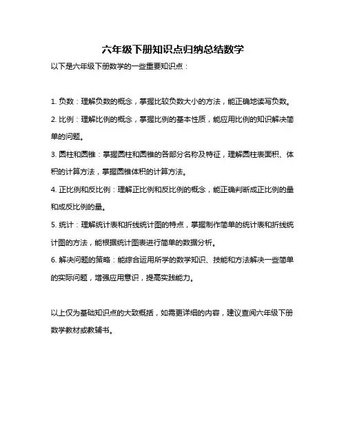 六年级下册知识点归纳总结数学