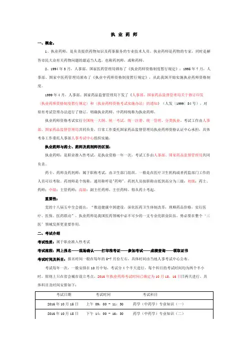 执业药师项目知识