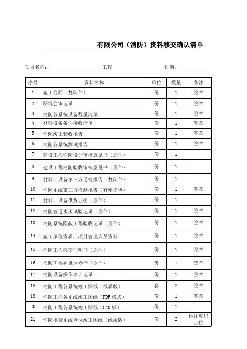 3消防工程移交物业资料