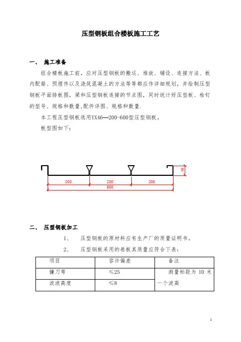 压型钢板闭口型组合楼板施工工艺流程