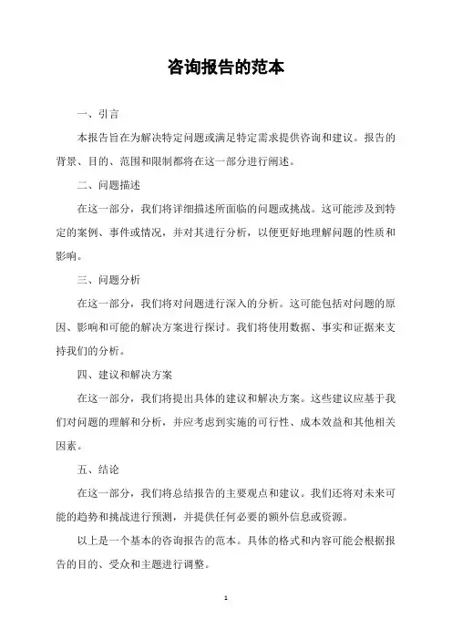 咨询报告的范本