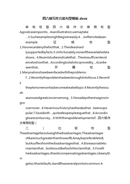 四六级写作万能句型模板.docx