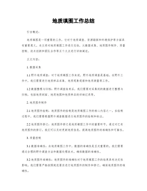 地质填图工作总结
