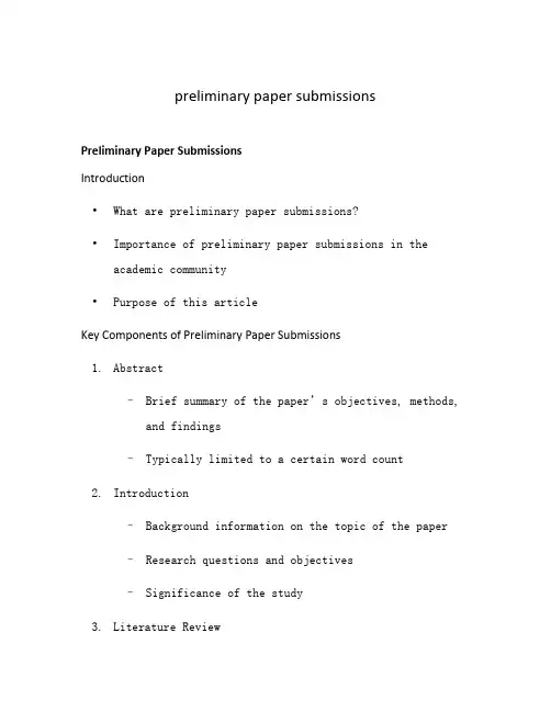 preliminary paper submissions