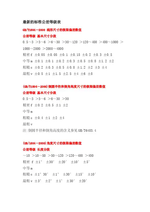 最新的标准公差等级表[最新]