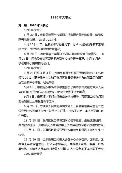 1990年大事记