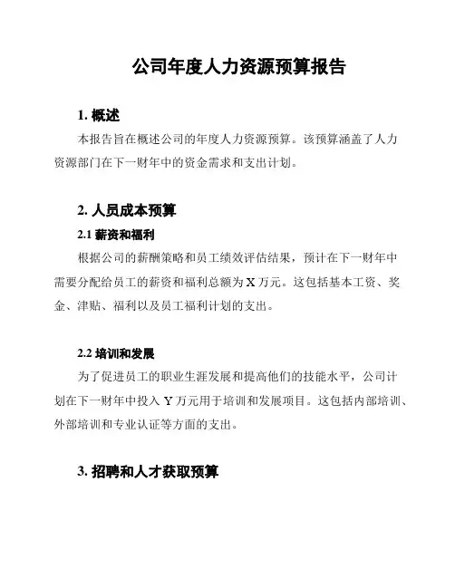 公司年度人力资源预算报告