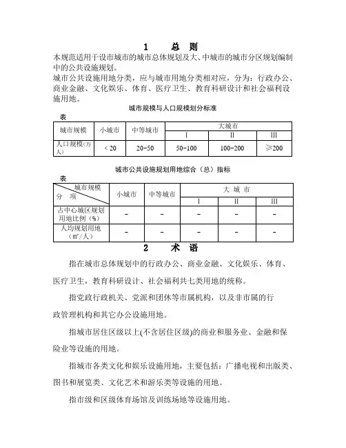 最新《城市公共设施规划规范》(GB