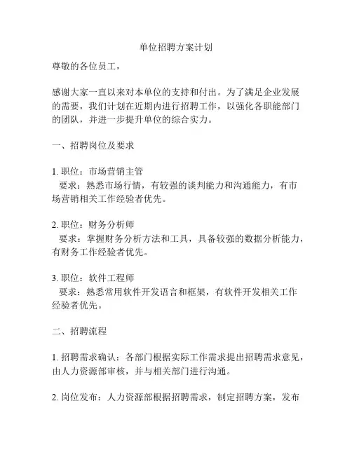 单位招聘方案计划
