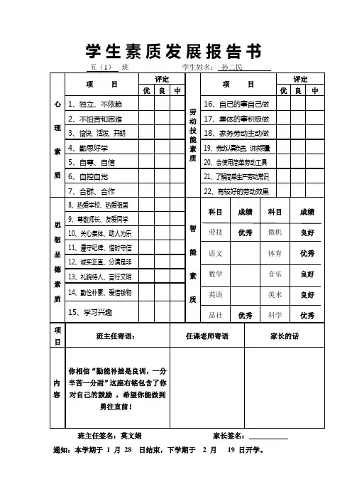 素质报告